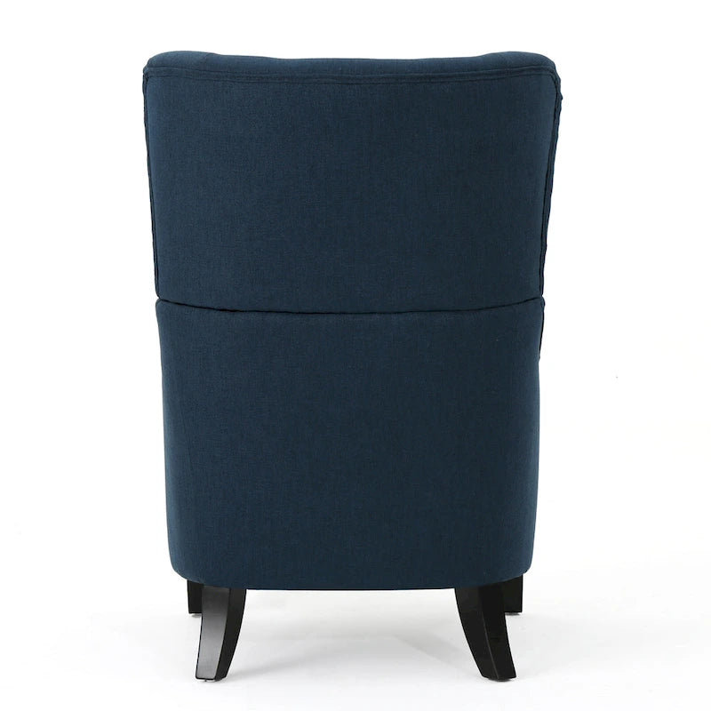 Navy Blue Modern 27  High Back Accent Chair with Birch Wood Legs and Wing Back for Living Room