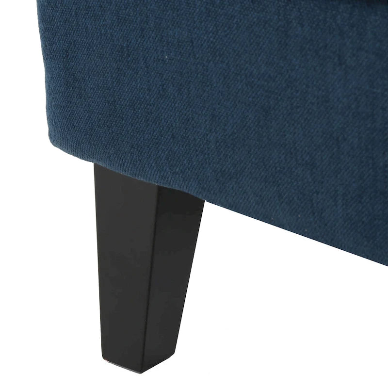 Navy Blue Modern 27  High Back Accent Chair with Birch Wood Legs and Wing Back for Living Room