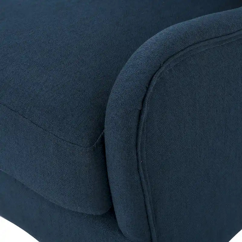 Navy Blue Modern 27  High Back Accent Chair with Birch Wood Legs and Wing Back for Living Room