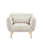 Beige Modern 36.61  Velvet Upholstered Accent Chair with Sturdy Metal Legs for Living Room