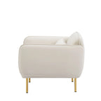 Beige Modern 36.61  Velvet Upholstered Accent Chair with Sturdy Metal Legs for Living Room