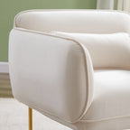 Beige Modern 36.61  Velvet Upholstered Accent Chair with Sturdy Metal Legs for Living Room