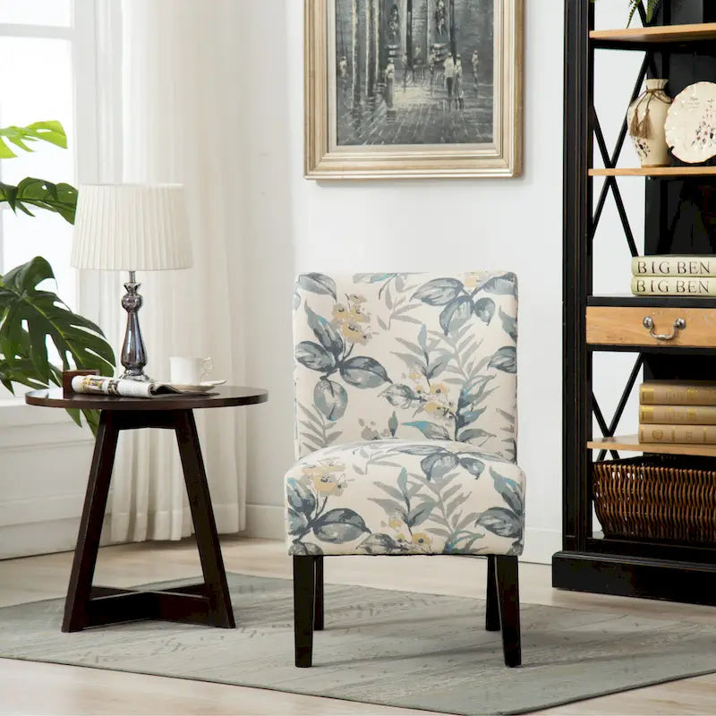 Blue Leaves 29.13  Upholstered Accent Chair