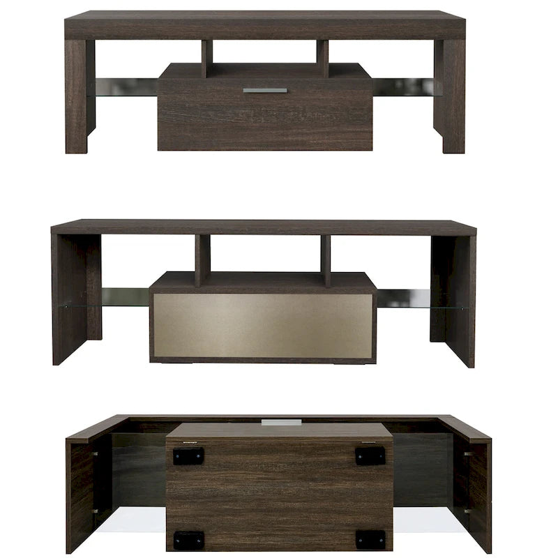 51  Modern LED TV Stand with Cabinet, 20 Minutes Quick Assembly - 51.18inch*13.78inch*17.72inch