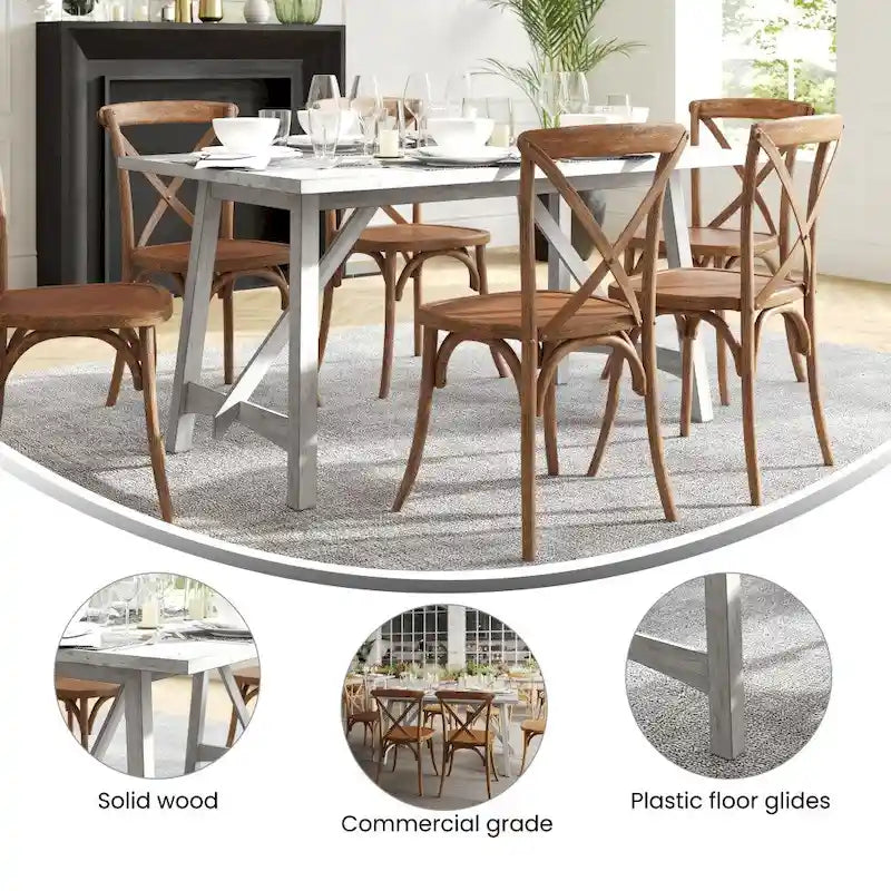 Solid Wood Commercial Grade Trestle Base Dining Table