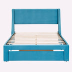 Full Size Storage Bed Velvet Upholstered with a Big Drawer