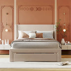 Full Size Storage Bed Velvet Upholstered with a Big Drawer