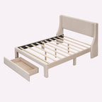 Full Size Storage Bed Velvet Upholstered with a Big Drawer