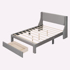 Full Size Storage Bed Velvet Upholstered with a Big Drawer