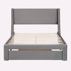 Full Size Storage Bed Velvet Upholstered with a Big Drawer