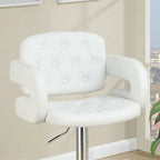 Adjustable Faux Leather Bar Stool with Armrests