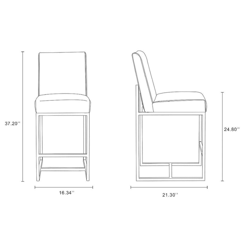 Element 37.2 in. Chrome Stainless Steel Counter Height Bar Stool