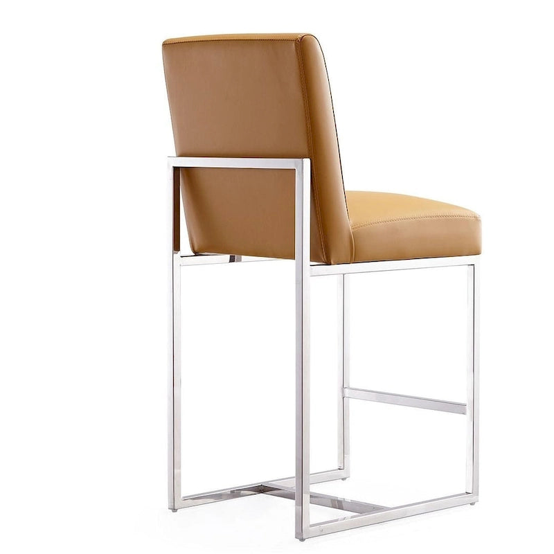 Element 37.2 in. Chrome Stainless Steel Counter Height Bar Stool