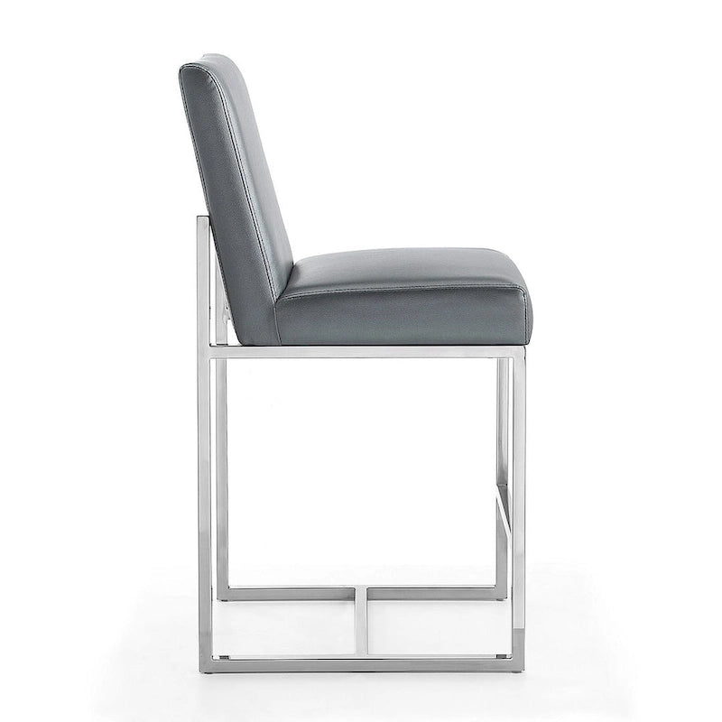 Element 37.2 in. Chrome Stainless Steel Counter Height Bar Stool