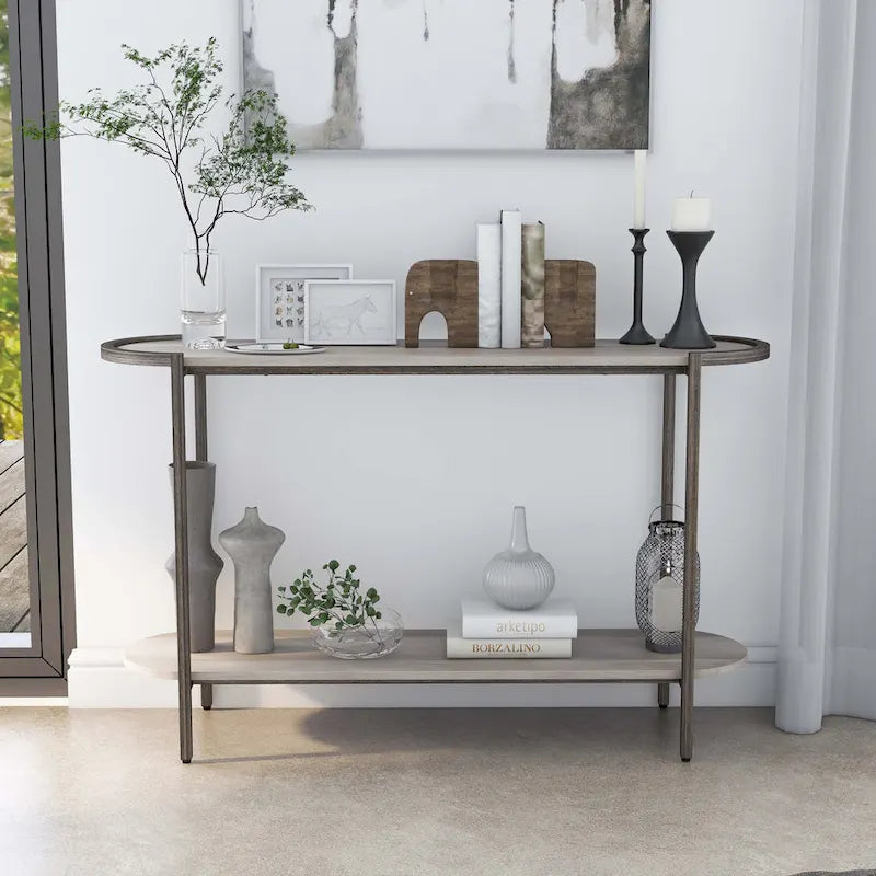 Rowland Urban Light Grey 49-inch Steel 1-Shelf Sofa Table