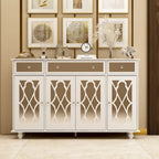 Timechee 55.1  Accent Storage Cabinet Mirror Sideboard Buffet Cabinet