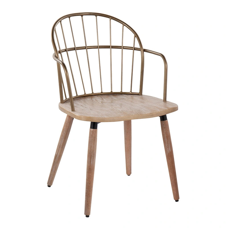 Ellul Industrial Chair in Dark Walnut Wood and Black Metal - N/A