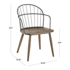 Ellul Industrial Chair in Dark Walnut Wood and Black Metal - N/A