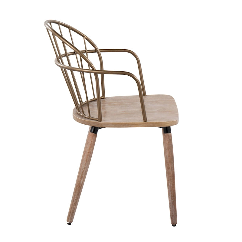 Ellul Industrial Chair in Dark Walnut Wood and Black Metal - N/A