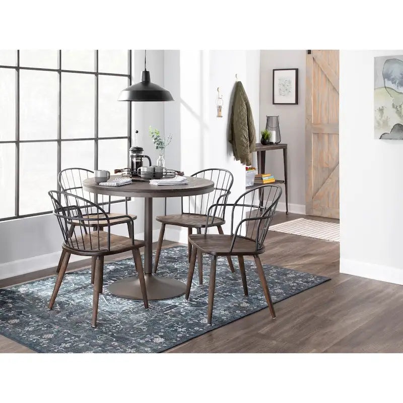 Ellul Industrial Chair in Dark Walnut Wood and Black Metal - N/A