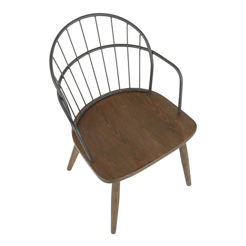 Ellul Industrial Chair in Dark Walnut Wood and Black Metal - N/A