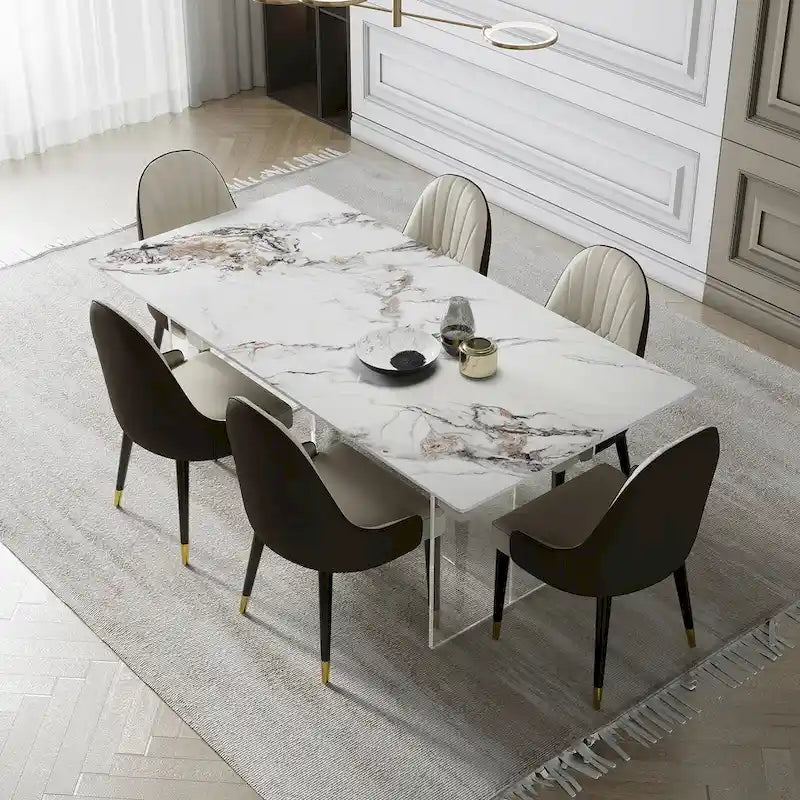 Dining Chair Modern Accent Chairs Faux Leather Side Chairs (Set of 4)