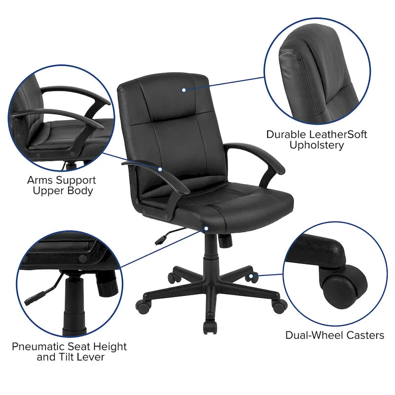 5 Piece Oval Conference Table Set with 4 LeatherSoft-Padded Task Chairs