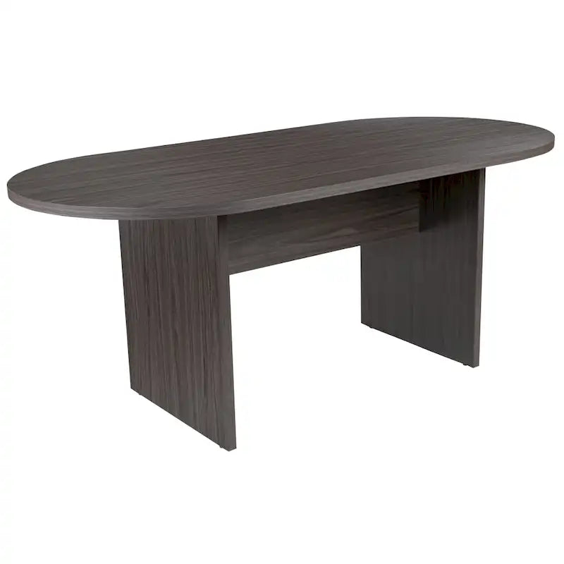 5 Piece Oval Conference Table Set with 4 LeatherSoft-Padded Task Chairs
