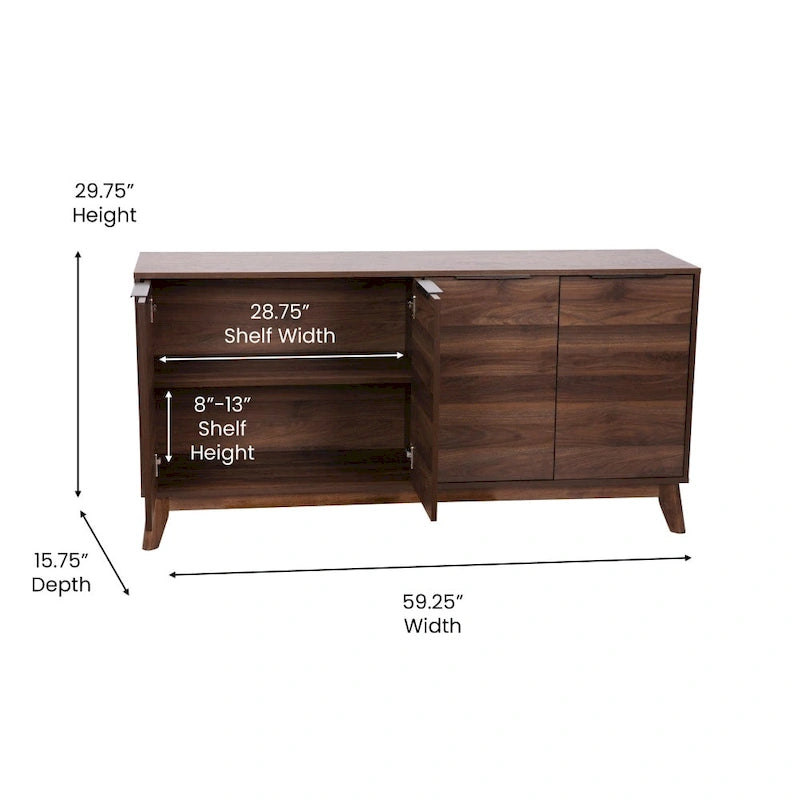 60  Buffet Cabinet with 4 Soft Close Doors and Adjustable Shelves