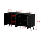 Modern Black Buffet Cabinet with Ample Storage Space Lacquer Sideboard