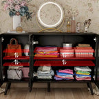 Modern Black Buffet Cabinet with Ample Storage Space Lacquer Sideboard