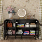 Modern Black Buffet Cabinet with Ample Storage Space Lacquer Sideboard