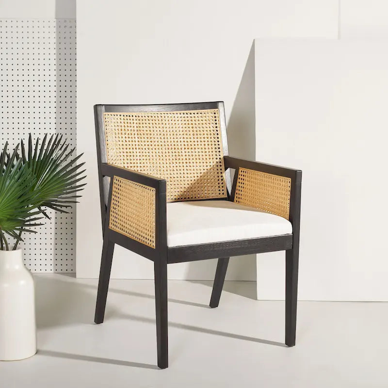 SAFAVIEH Couture Lupita Rattan Dining Chair - 21.9  W x 24.8  L x 33.9  H - 22Wx25Dx34H