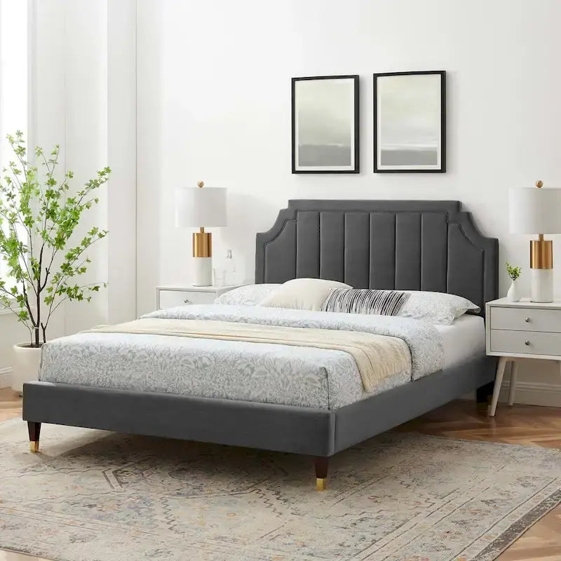 Sienna Performance Velvet Queen Platform Bed