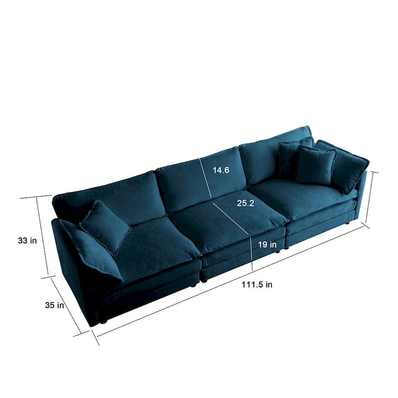 3-Piece Sofa Set Oversized Sofa Comfy Chenille Deep Seat Sofa Couch with 2 Loveseat and 3 Seater Sofa