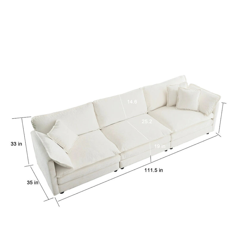 3-Piece Sofa Set Oversized Sofa Comfy Chenille Deep Seat Sofa Couch with 2 Loveseat and 3 Seater Sofa