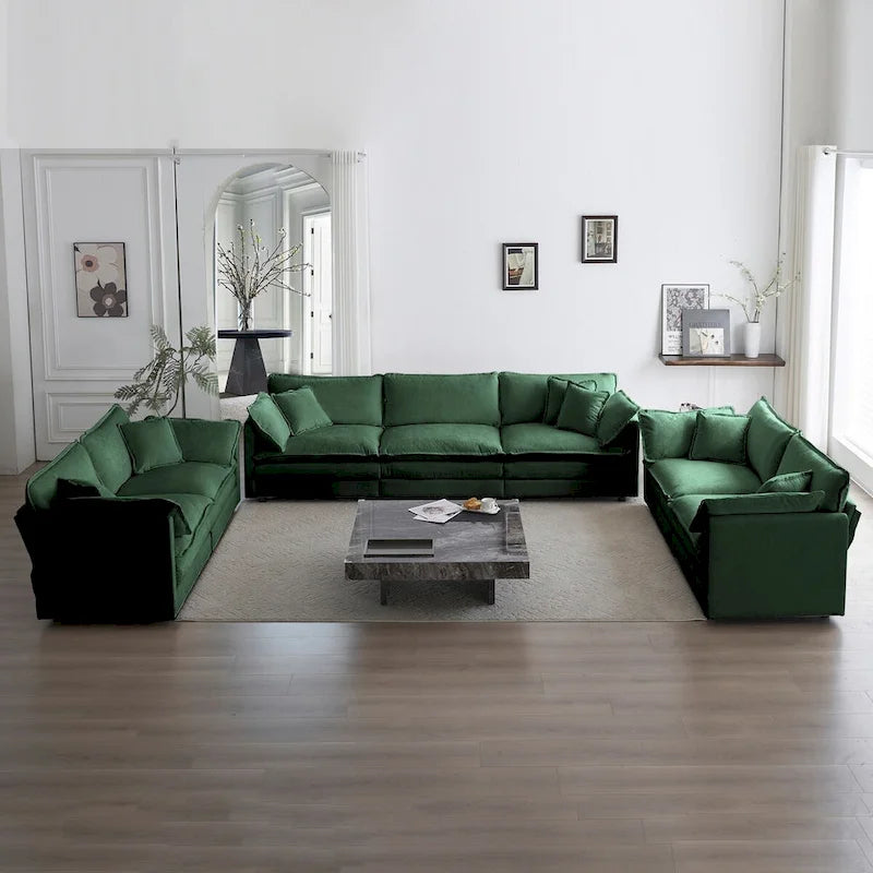 3-Piece Sofa Set Oversized Sofa Comfy Chenille Deep Seat Sofa Couch with 2 Loveseat and 3 Seater Sofa