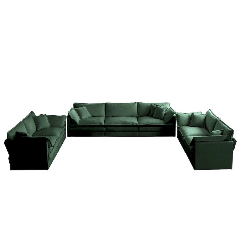 3-Piece Sofa Set Oversized Sofa Comfy Chenille Deep Seat Sofa Couch with 2 Loveseat and 3 Seater Sofa