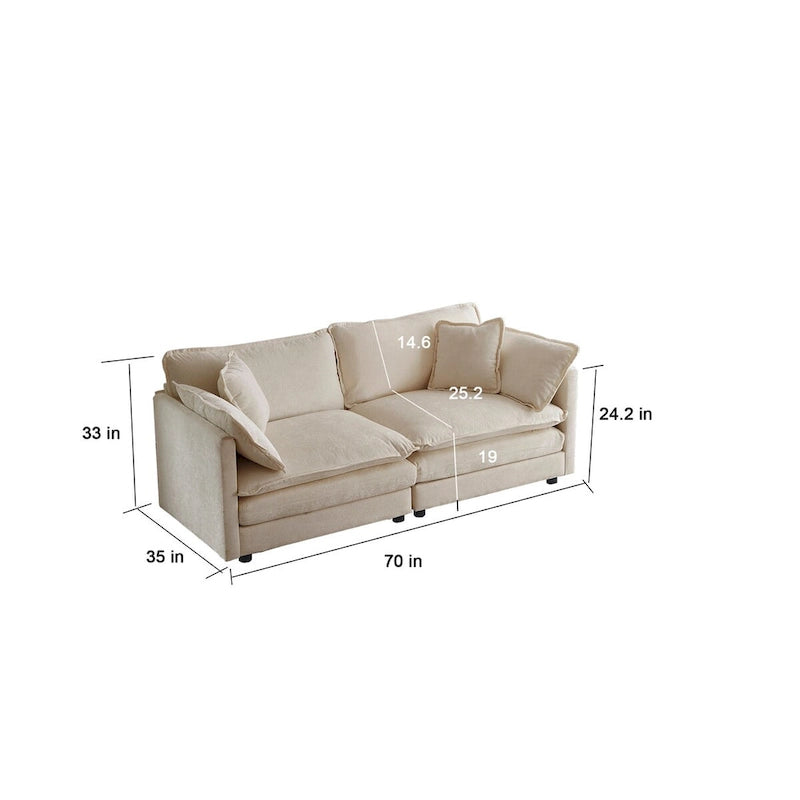 3-Piece Sofa Set Oversized Sofa Comfy Chenille Deep Seat Sofa Couch with 2 Loveseat and 3 Seater Sofa