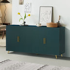 Wood TV Stand with Storage Cabinet & Adjustable Shelves, Media TV Console for Living Room Bedroom