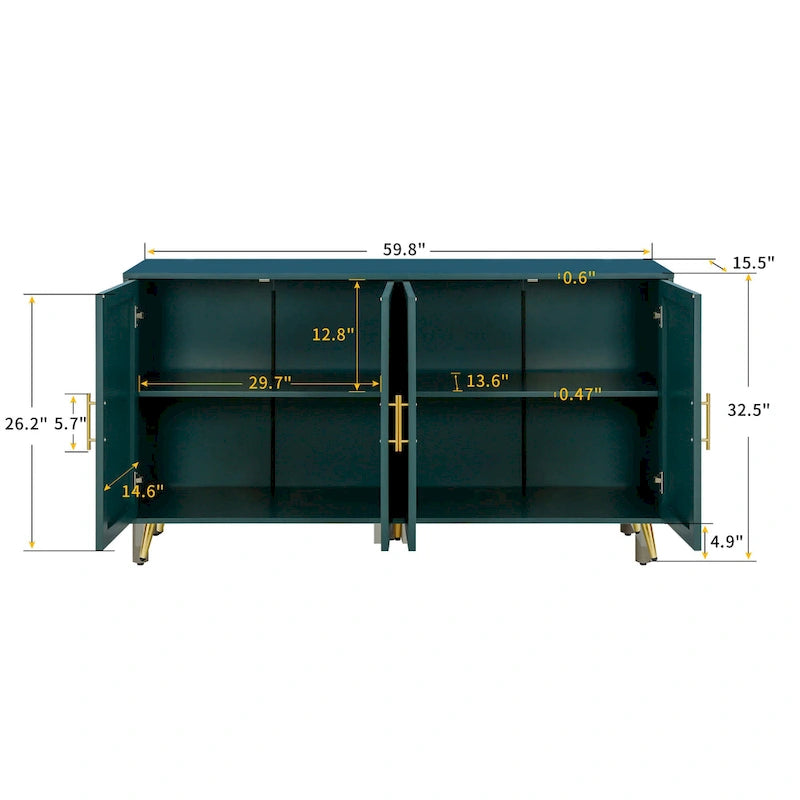 Wood TV Stand with Storage Cabinet & Adjustable Shelves, Media TV Console for Living Room Bedroom