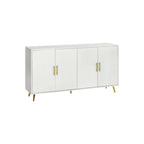 Wood TV Stand with Storage Cabinet & Adjustable Shelves, Media TV Console for Living Room Bedroom