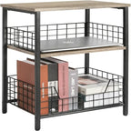 Industrial Retro Side Table Nightstand Storage Shelf - 11.8 D x 15.7 W x 25 H