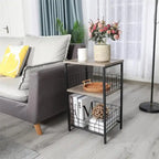 Industrial Retro Side Table Nightstand Storage Shelf - 11.8 D x 15.7 W x 25 H