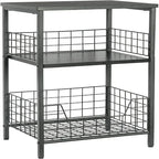 Industrial Retro Side Table Nightstand Storage Shelf - 11.8 D x 15.7 W x 25 H