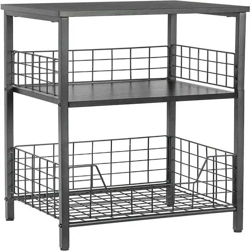 Industrial Retro Side Table Nightstand Storage Shelf - 11.8 D x 15.7 W x 25 H
