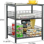 Industrial Retro Side Table Nightstand Storage Shelf - 11.8 D x 15.7 W x 25 H