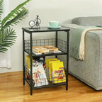 Industrial Retro Side Table Nightstand Storage Shelf - 11.8 D x 15.7 W x 25 H