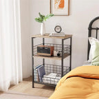Industrial Retro Side Table Nightstand Storage Shelf - 11.8 D x 15.7 W x 25 H