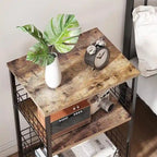 Industrial Retro Side Table Nightstand Storage Shelf - 11.8 D x 15.7 W x 25 H